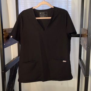 Figs Black Scrub Top
